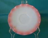 SPRING SALE Vintage Hazel Atlas Pink Crinoline Ripple Saucer Shabby Chic Cottage Chic