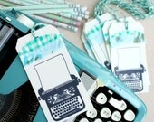 typewriter gift tags - large hand-stamped vintage embellished - set of 10