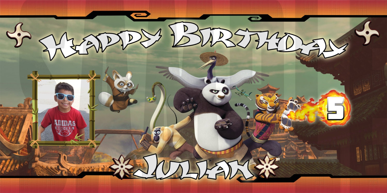 Kung Fu Panda Personalized Custom Vinyl Birthday Banner Party Decoration