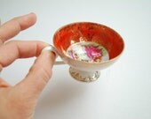 Vintage coffee/mocha cup-Demitasse-Germany porcelain-Dark orange,gold-Home decor,weddings decor,housewares