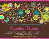 Butterflies Baby Shower Invitation - Butterflies Garden Baby Girl Shower Invitation - Vintage Rustic Butterfly Baby Shower