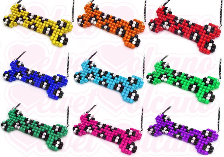 Leopard Print Bone Necklace -  Halloween - Psychobilly - Sparkly Crystal Encrusted - You Choose Your Colours