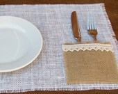 Shabby White Burlap Placemats