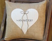 Nursery Baby Pillow w/ Heart & Burlap