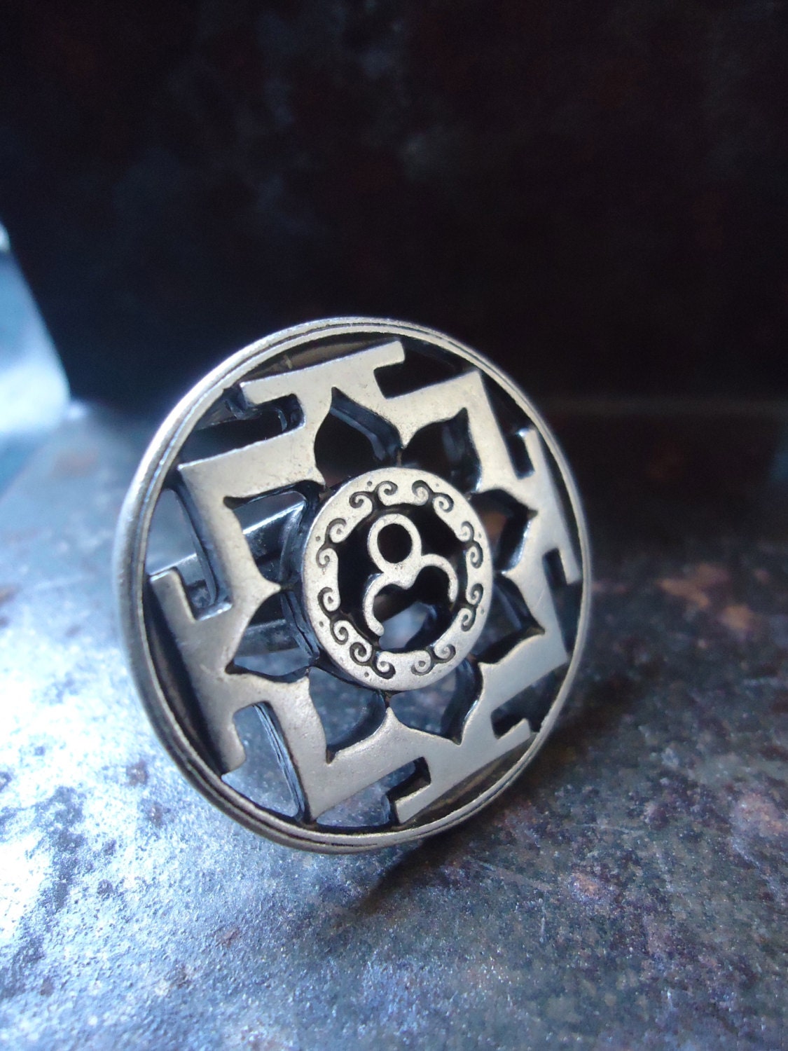OM Mandala  Filigree Ring