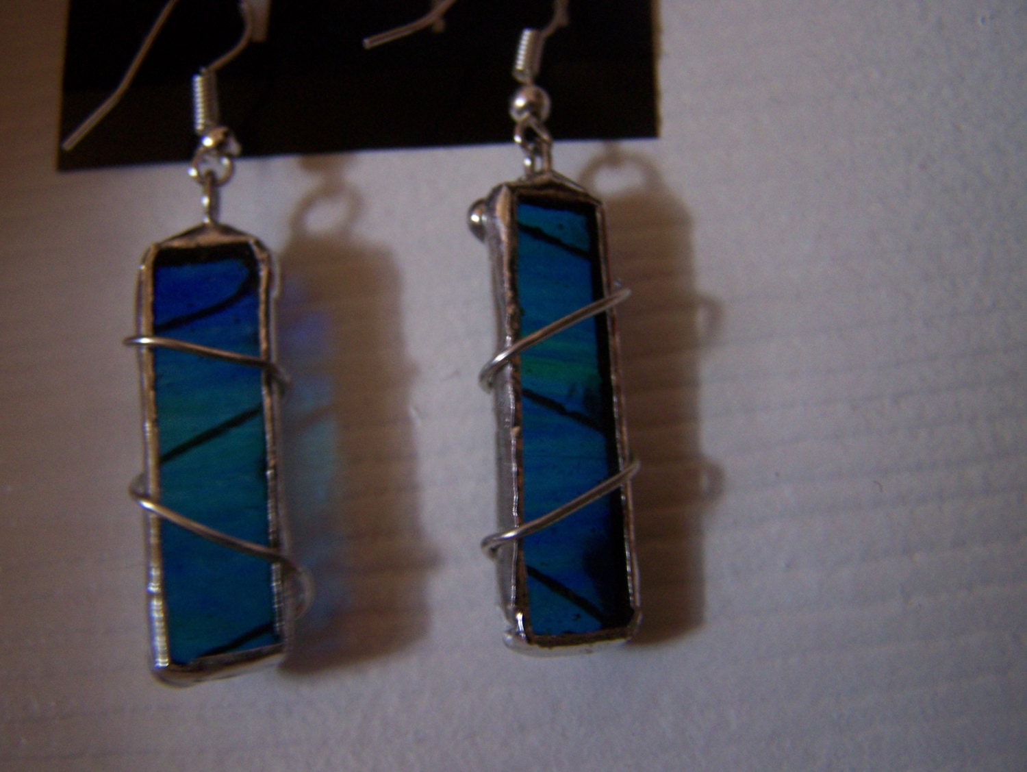 Earrings, Shades of Blue, with a touch of Green, Decorative wire