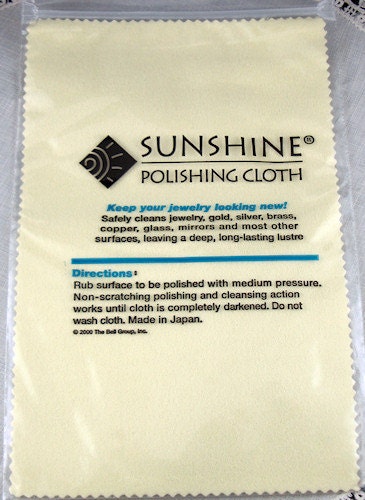 Sunshine Polishing Cloth to Clean Silver Copper or Gold Jewelry - 7 1/2 x 5 Inches