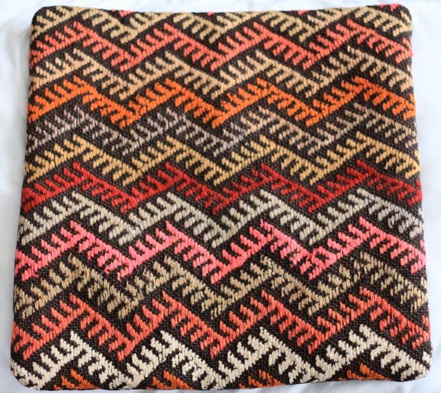 Vintage Chevron Embroidered Wool Pillow Cover