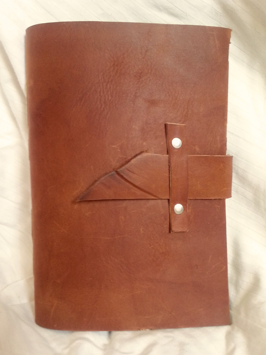 Handmade Leather Journal, Light Brown with Front Enclosure. Free Engraving.