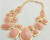 Nude Pink Statement Necklace, Monet Inspired Bib Necklace, Bridesmaids Gifts, Wedding Gift, Chunky Necklace Jewelry