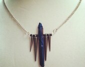 Rainbow Quartz Spikes, spike necklace, geode necklace, crystal necklace, gemstone necklace, statement necklace, quartz necklace