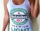 Classic Heineken Beer LOgo Vest Summer Tank Top Very Thin Cotton Women Singlet White Size Xs S M