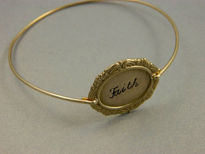 Bangle Bracelet - Brass Bangle - Victorian - Hand Stamped Bracelet - Personalized Name Bangle - 25MaidenLane