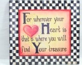Handpainted Whimsical Wooden Sign Heart Anniversary Wedding Beth Baker Furniture Office Home Decor -- Free Priority Shipping Included