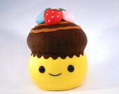 Valentine toy fondue pot-cupcake made from fleece with plush strawberries
