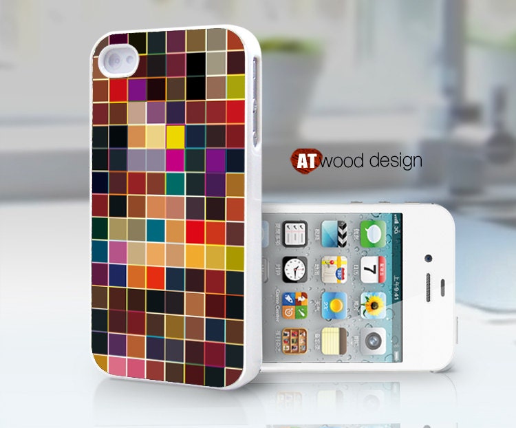 unique Iphone 5 case iphone 4 or 4s case iphone four cases case for iphone 4s cool red yellow mosaic design