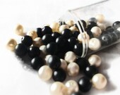 Black & White Glass 6mm Beads: vintage supplies, Gutermann brand beads, original container
