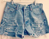 High Waisted Denim Shorts Vintage Gap Shorts Distressed Ripped Jean Shorts