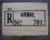AIRMAIL No. 701 Rubber Stamp - Vintage Style Wood and Rubber Travel - Postal Customs Style Stamp