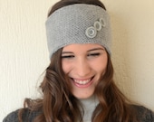 Grey hand knit headband ear warmer winter head wrap chunky ear warmer birthday gifts valentines day gifts