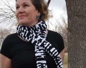 NEW Handmade Long Black and White Cotton Candy Scarf