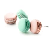French Macarons Stud Earrings - Small Ear Studs - Earrings Post - Food Jewelry - Mint color