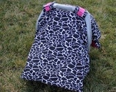 Car Seat Canopy - Black and White Giraffe Print