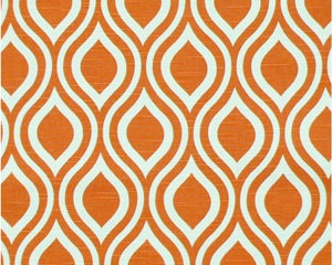 24"  Wide By 15" Tall Floor Ottoman Pouf Pillow Tangelo Orange Chili White Slub-  Nicole Contemporary Modern Print