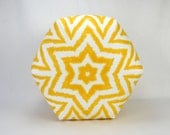 20" Wide By 15" Tall Floor Ottoman Pouf Pillow Corn Yellow & White Slub - Diva Ikat Chevron Contemporary Modern Print