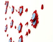 Flower garland bunting, Red and teal felt garland