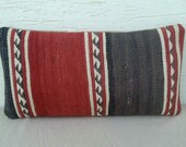 VINTAGE  Home Decor   Turkish Kilim Pillow Cover  ,Decorative Throw Pillows,Bolster Kilim Pillow,Lumbar Pillow,10x20 inch,Tribal Pillows.