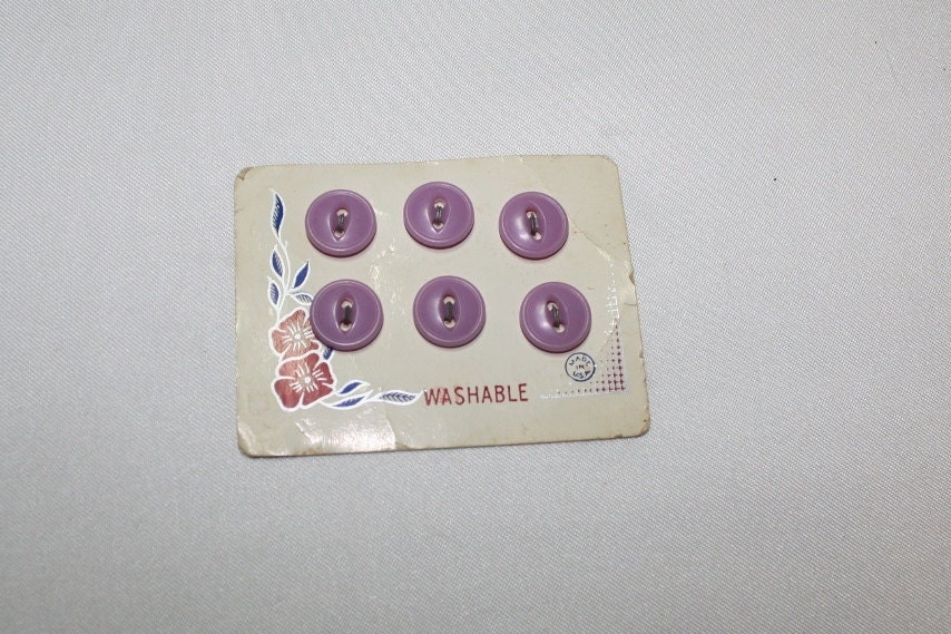 Vintage 1/2 inch Diameter Lavender Buttons Set of Six