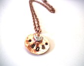 Metal Stamped MOM Copper Necklace with Silver Heart, Personalized Jewelry, Mother's Day Gift
