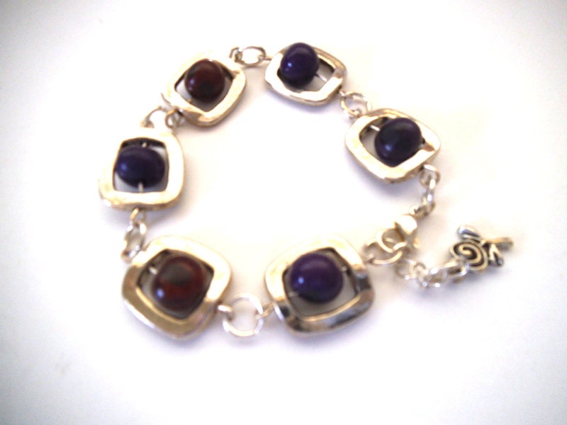 Silver Link Bracelet with Acai Seed Beads, Vegan, Nature-Inspired jewelry