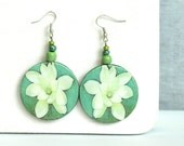 Decoupage earrings with floral graphics on both sides. Effect of glass, very light. Wonderful gift for any occasion.