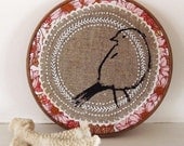 Screen Printed Bird Embroidery Hoop Picture