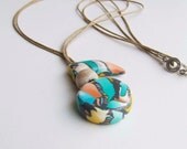 Quirky Pendant Pastel Multicolour Polymerclay Tribal Handmade Accessory