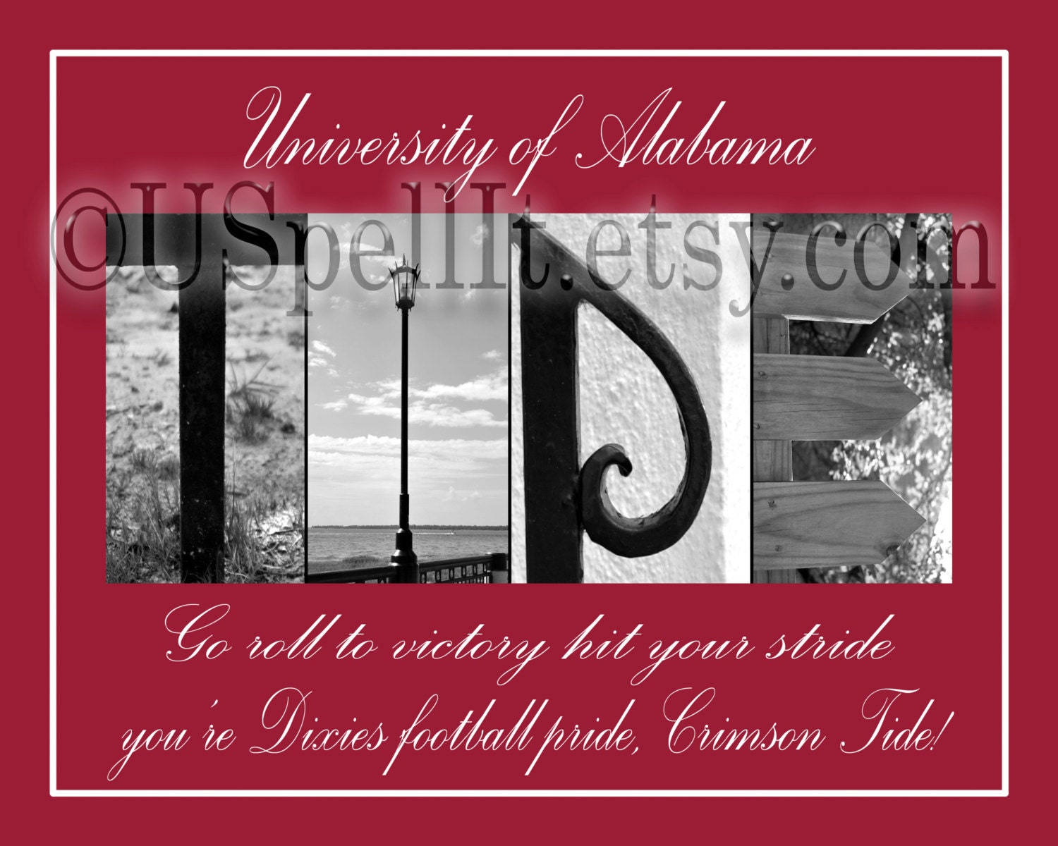 University of Alabama Crimson Tide Alphabet Photography Image 8"x10" print