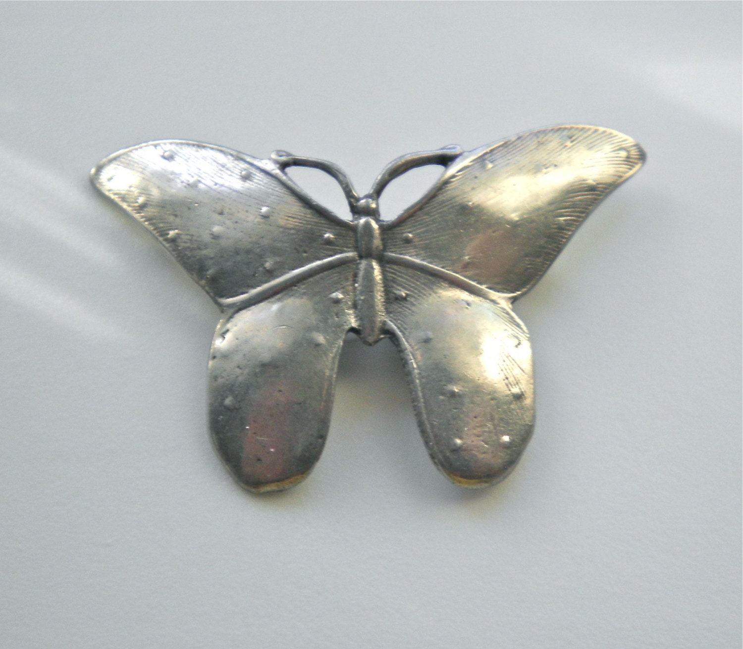 Modernist Pewter Vintage  Butterfly Brooch Pin