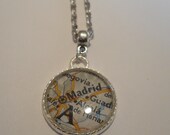 Adoption. Military. Birth. School. Home. Travel. Necklace World Map of Any Location Silver Round Pendant Silver Plated Chain