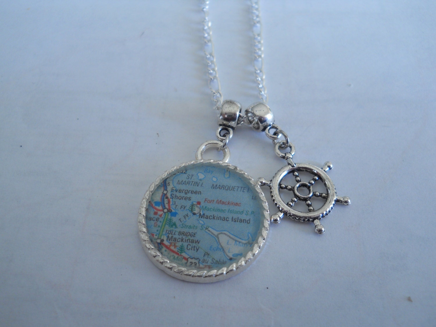 Sailboat with World Map of Any Location Pendant Necklace  - Best Gift for Sailors. Vacation. Sailing. Tropical.