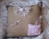 Shabby Chic Victorian Burlap Pillow