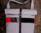 Bike bag Awai , waterproof canvas , transparent plastic and leather bag. Rolltop bag.