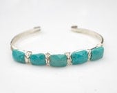 Turquoise Bangle Bracelet, Gemstone Bangle Braclet, Chalcedony Bracelet