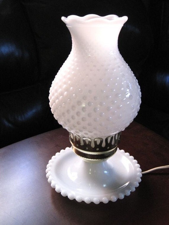 Hobnail White antique 1960s  milk lamps glass HURRICANE  ANTIQUE Vintage  LAMP hobnail Milk Glass