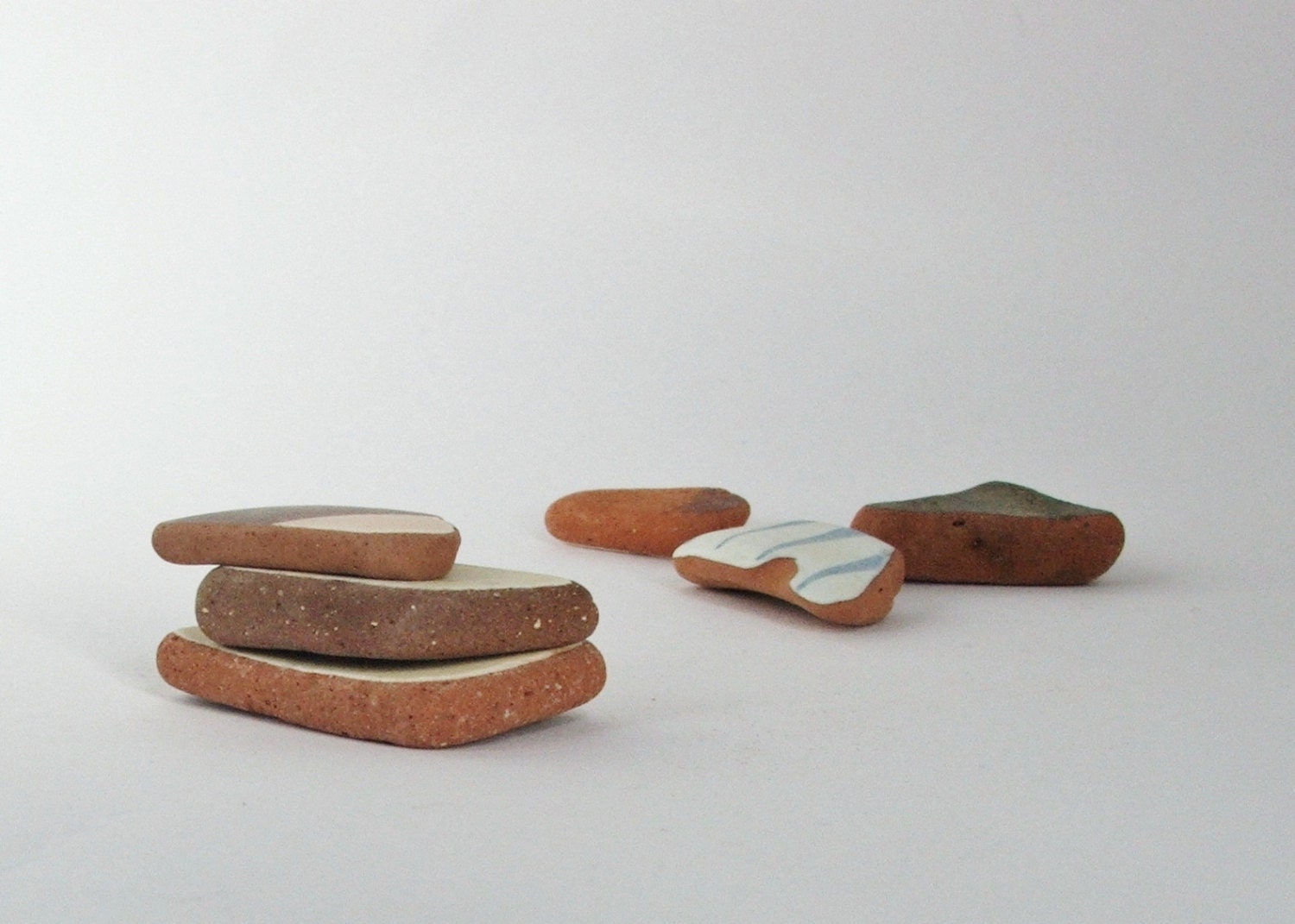 Sea Pottery Shards Genuine Beach China from Firth of Forth Terracotta Tiles Cream and Brown Glaze