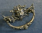 Ornate Green Man/Gargoyle Victorian Cast Brass Bail Pull/Furniture Pull - Unique Antique Hardware