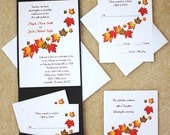 100 Personalized Custom Fall Autumn Falling Leaves Pocket Wedding Invitations Set