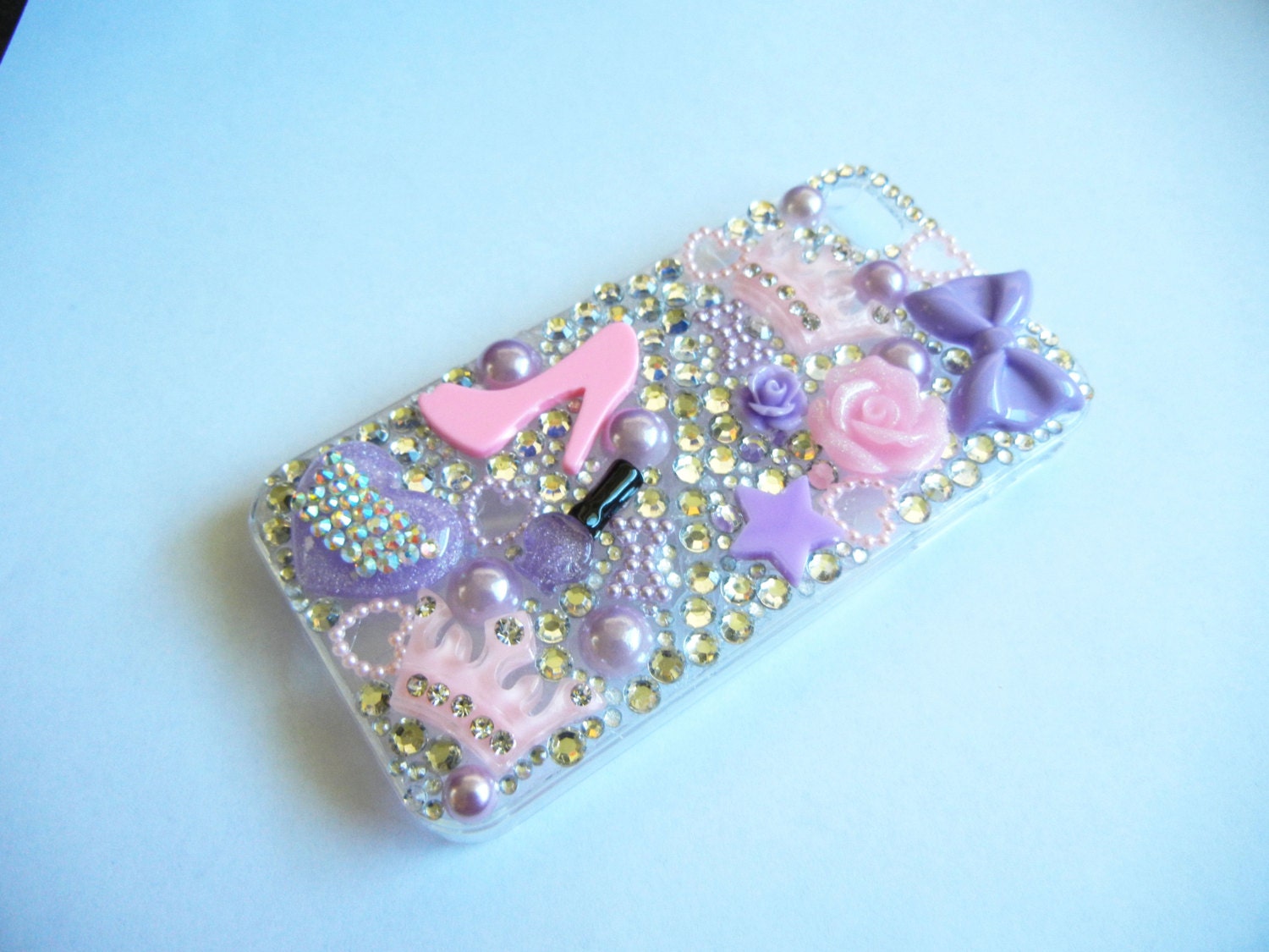 Iphone 4 Bling Decoden Case Purple Bow