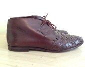 80s Woven Leather Ankle Boots 7